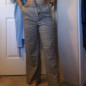 Wide Leg Plaid Trouser Pants